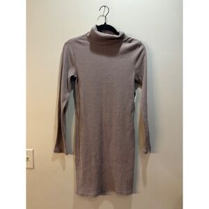 NWT Old Navy Ribbed Mock Neck Long Sleeve Knit Mini Dress Mushroom Size Medium